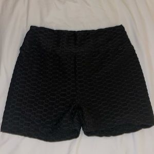 Black Ribbed Scrunch Butt Spandex